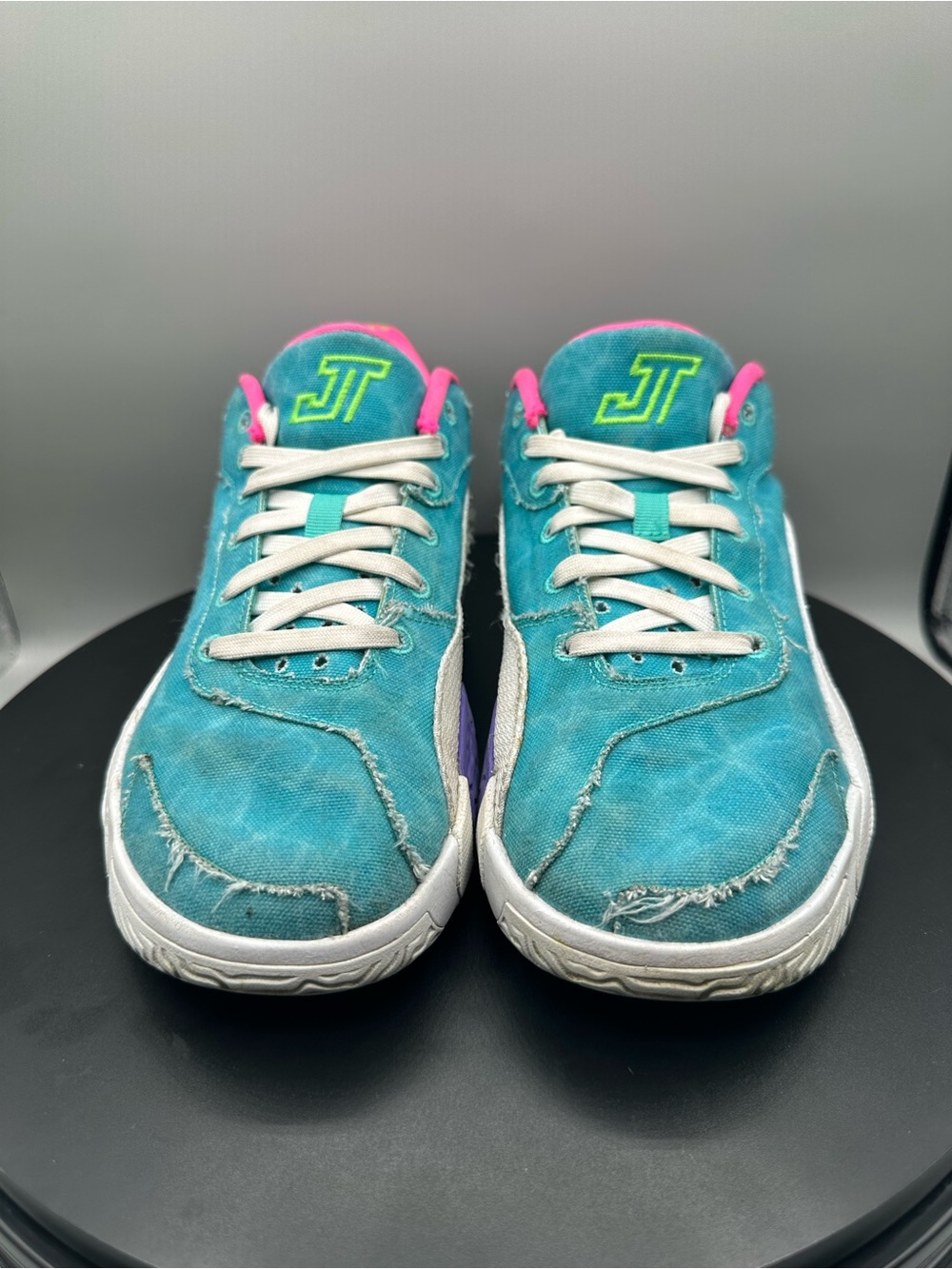 Jordan Tatum 2 Wave Runner Basketball Shoes Youth 5 Teal/Pink/Lime - Picture 4 of 10
